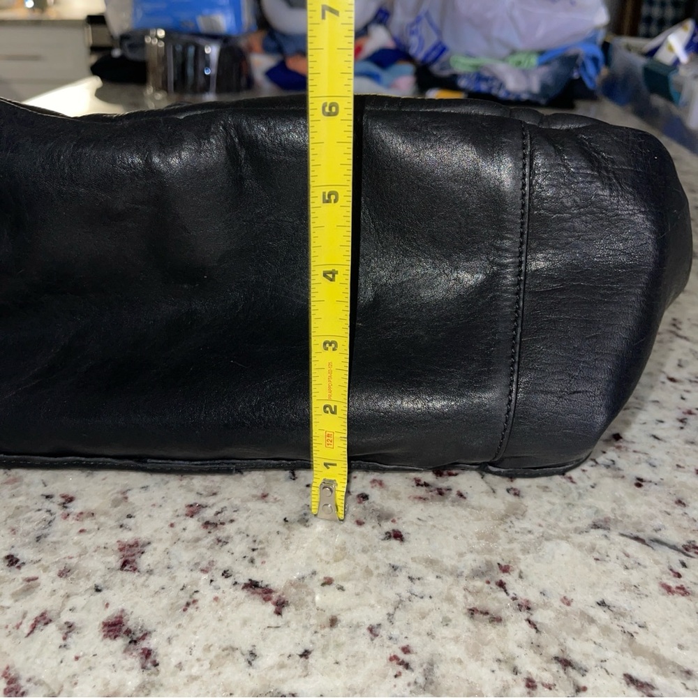 Vintage 90s Gap Black Leather Messenger Bag Brass Style Hardware Men’s Retro Y2K - Picture 10 of 16